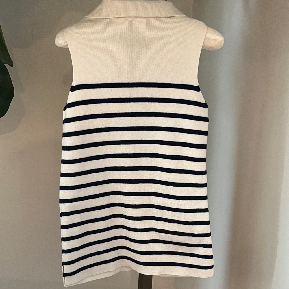 Zara Kids Sleeveless Striped Dress - Cream with Navy Stripes - Picture 2 of 2